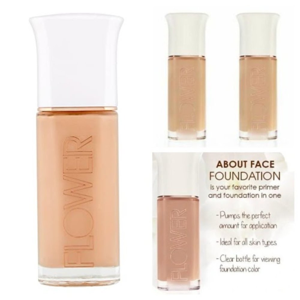 NEW!!! Lot 3 Sealed Flower Beauty About Face Liquid Foundation w/Primer …